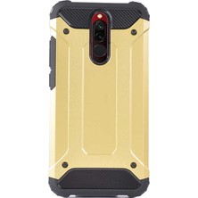 Case 4U Xiaomi Redmi 8-8A Kılıf Military Armor Çift Katmanlı Crash Silikon Kılıf Altın