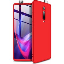 Case 4U Xiaomi Mi 9T Kılıf 3 Parçalı Tam Koruma Sert Mika Ays Kapak Kırmızı