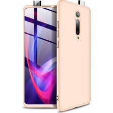 Case 4U Xiaomi Mi 9T Kılıf 3 Parçalı Tam Koruma Sert Mika Ays Kapak Altın