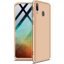 Case 4U Samsung Galaxy A10s Kılıf 3 Parçalı Tam Koruma Sert Mika Ays Kapak Altın