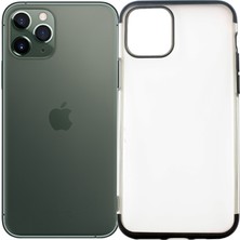 Case 4U Apple iPhone 11 Pro Max Kılıf 4 Köşeli Renkli Mat Lazer Silikon Arka Kapak Glitter Siyah
