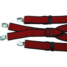 Kemer Sepeti Kırmızı Renkli Pantolon Askısı Dört Klipsli
