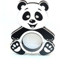 Karakoç Panda Ahşap Dekoratif Kumbara 27  cm Siyah
