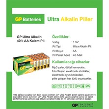 GP Ultra Alkalin 40'lı AA Boy Kalem Pil (GP15AU-2B40)