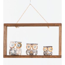 Dünyadan Hediyeler Ahşap Üçlü Baykuş Çerçeve Duvar Dekoru No.2