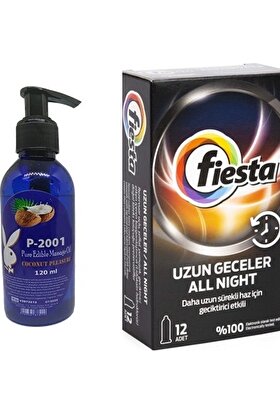 P-2001 Hindistan Cevizi Aromalı Anal Masaj Yağı - Fiesta Uzun Geceler Prezervatif Seti