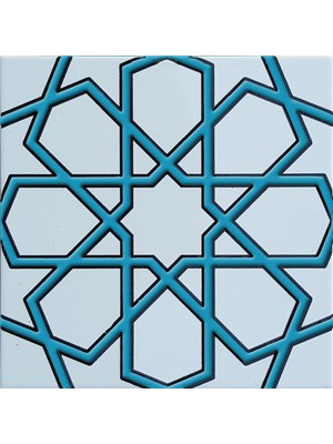 Armada Çini 20x20 Cm SP 89-v Turkuaz Beyaz Türkmen Yıldızı Çini Karo