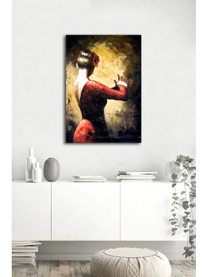 Tablosan Yağlı Boya İspanyol Dansçı Kadın Kanvas Tablo