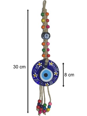 Sü-Me Hasır Iple Örülen Desenli Nazar Boncuğu Duvar Süsü