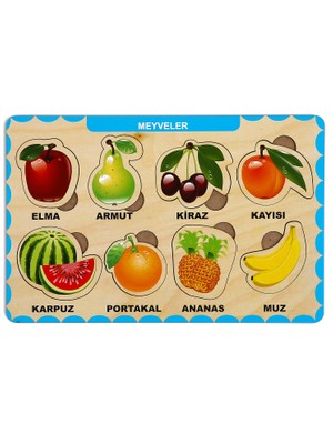 Maketçiniz Ahşap Meyve Bul Tak Montessori Eğitici Oyuncak 0-4 Yaş İçin 8 Parça
