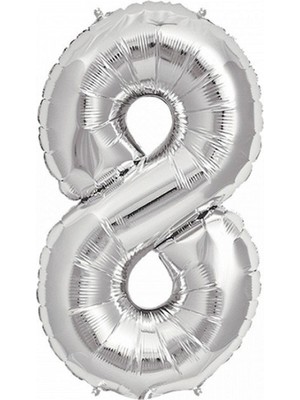 PartiPan Folyo Balon 8 Rakam Gümüş 110 cm