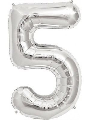 PartiPan Folyo Balon 5 Rakam Gümüş 110 CM
