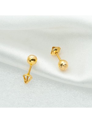 Bilezikci 5 Mm. Vidalı 22 Ayar Top Altın Küpe