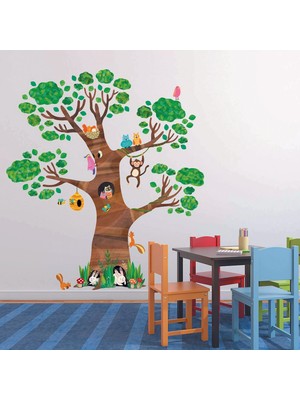 Kt Decoration KT Decor Renkli  Ağaç ve Sevimli Hayvanlar Çocuk Odası Sticker