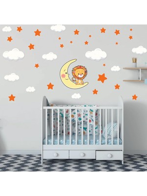 Kt Decoration Çocuk Bebek Odası Duvar Sticker Aslan ve Yıldızlar