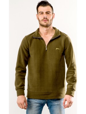 Slazenger Solid I Erkek Sweatshirt Haki