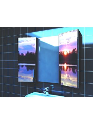 Artila Işıklı Kapaklı Günbatımı Lavabo Üstü Banyo Dolabı 120 x 90 cm