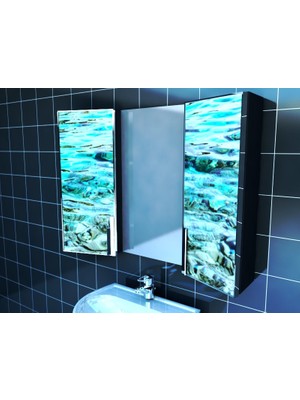 Artila Işıklı Kapaklı Deniz Dibi Lavabo Üstü Aynalı Banyo Dolabı 120 x 90 cm