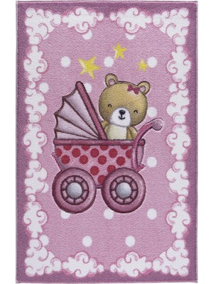 Confetti Oymalı Çocuk Halısı Teddy Buggy Koyu Pembe 100  x  150 cm