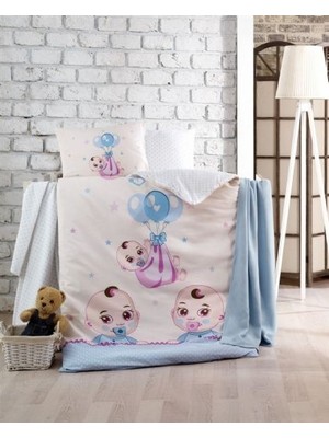 Kristal Ranforce Bebek Nevresim Takımı Babies Mavi