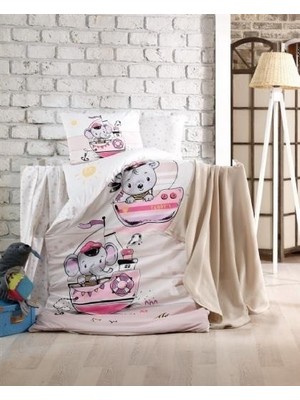 Kristal Ranforce Bebek Nevresim Takımı Sailing Pembe