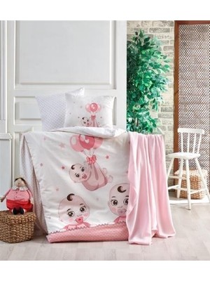Kristal Ranforce Bebek Nevresim Takımı Babies Pembe