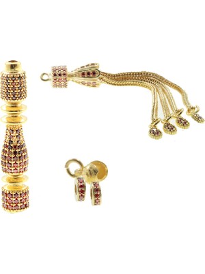 Tesbihane Özel İşçilikli Zirkon Taşlı İmame Püskül Set (Model-2)