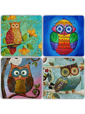 Oscar Stone Decor Doğaltaş Bardak Altlığı 4'lü Set 10 x 10 cm