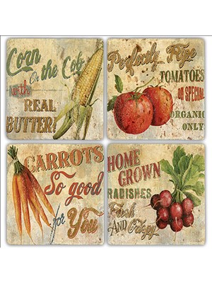 Oscar Stone Decor Doğaltaş Bardak Altlığı 4'lü Set 10 x 10 cm