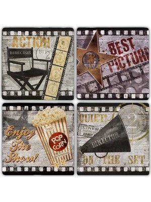 Oscar Stone Decor Doğaltaş Bardak Altlığı 4'lü Set 10 x 10 cm