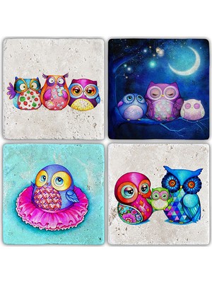 Oscar Stone Decor Doğaltaş Bardak Altlığı 4'lü Set 10 x 10 cm