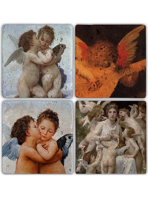 Oscar Stone Decor Doğaltaş Bardak Altlığı 4'lü Set 10 x 10 cm