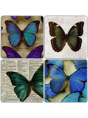 Oscar Stone Decor Doğaltaş Bardak Altlığı 4'lü Set 10 x 10 cm