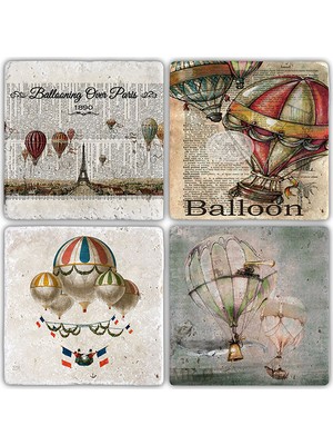 Oscar Stone Decor Doğaltaş Bardak Altlığı 4'lü Set 10 x 10 cm