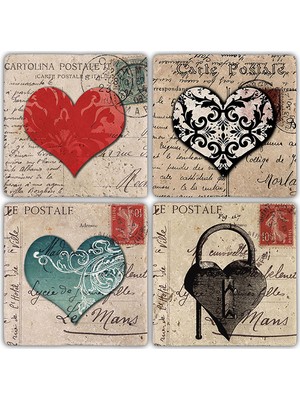 Oscar Stone Decor Doğaltaş Bardak Altlığı 4'lü Set 10 x 10 cm