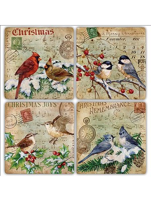 Oscar Stone Decor Doğaltaş Bardak Altlığı 4'lü Set 10 x 10 cm