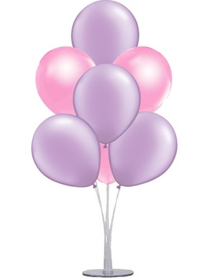 Kidspartim 7 'li Balon Stand Demeti Pembe 'lila Balon