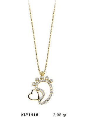 Harem Altın 14 Ayar Altın Kalpli Bebek Ayağı Kolye Kly1418