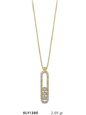 Harem Altın 14 Ayar Altın Üç Taşlı Kolye Kly1385