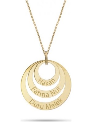 Harem Altın Gümüş Halka Üç İsim Kolye - Gms515