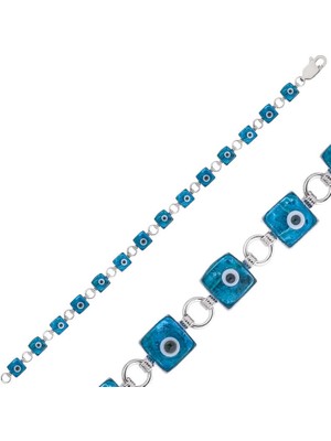 Harem Altın Gümüş Kare Nazar Bayan Bileklik