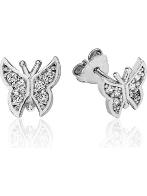 Harem Altın Gümüş Kelebek Çivili Küpe