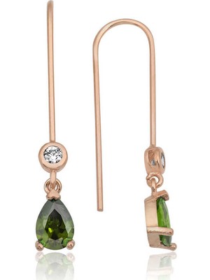 Harem Altın Gümüş Yeşil Damla Küpe