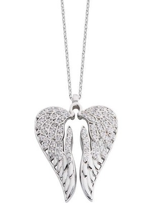 Harem Altın Kalp Motifli Melek Kanadı Gümüş Kolye - Gms1708