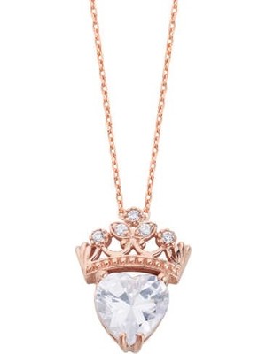 Harem Altın Kalp Taşlı Taç Gümüş Kolye - Gms953