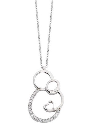 Harem Altın Kalpli Anne Bebek Gümüş Kolye - Gms1658