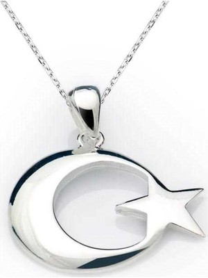 Harem Altın Pnd99040014 Gümüş Ay Yıldız Bayrak Kolye