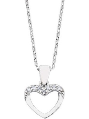 Harem Altın Sıra Taşlı Kalp Gümüş Kolye - Gms1128