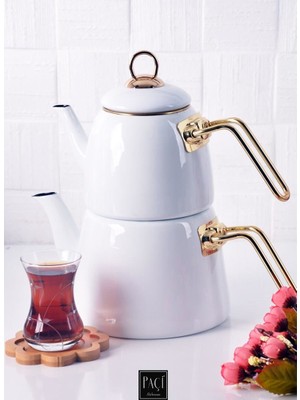 Paçi Emaye Lüks Çaydanlık - Beyaz
