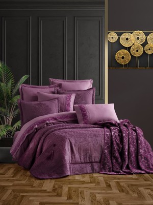 Cotton Box Velvet Çift Kişilik Çeyiz Seti Carmela Mürdüm